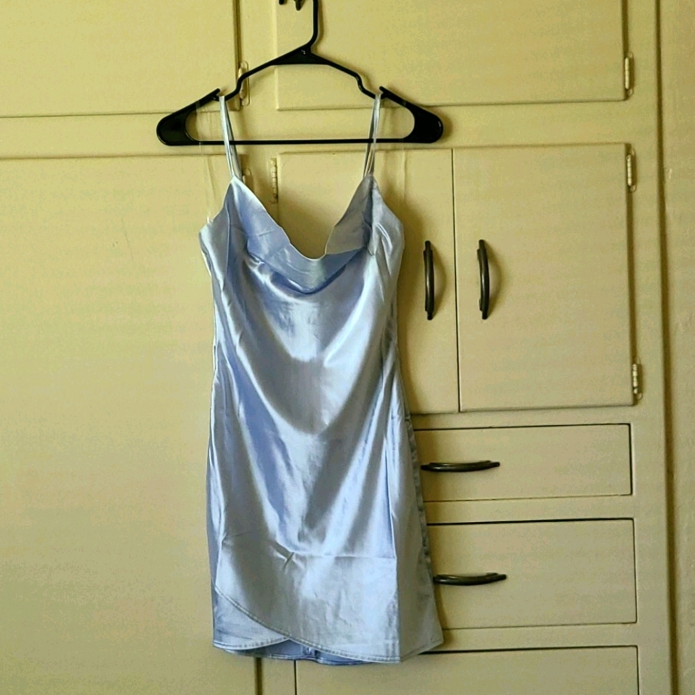 These Three Boutique Cowl Neck Satin Mini Dress